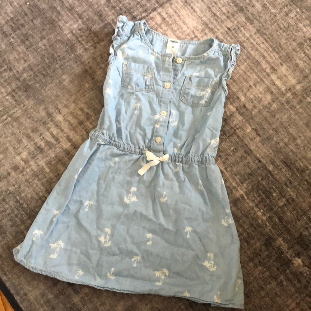 🌖Oshkosh 3t chambray palm trees dress